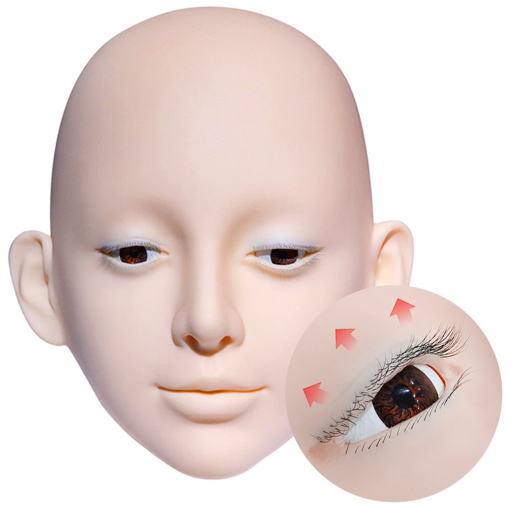 Liquid Silicone Imitation Model Head Super Soft to Open Eyelids Imitation Human Head Model 3 Lash Layers Lash Mannequin Head for Eyelash Extension, Lash Extension Practice Face for Beginners Reusable